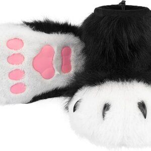 Animal Fuzzy Slippers Bear Cat Wolf Dog Fox Furry Shoes Costume Accessories
